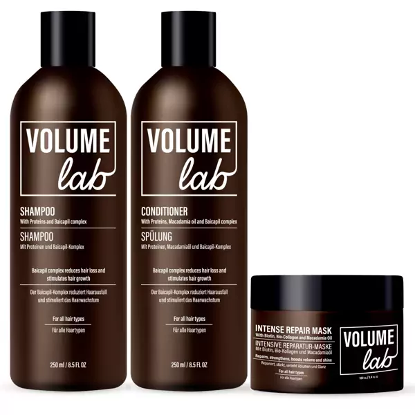 VOLUME LAB RINKINYS: Šampūnas, kondicionierius ir kaukė